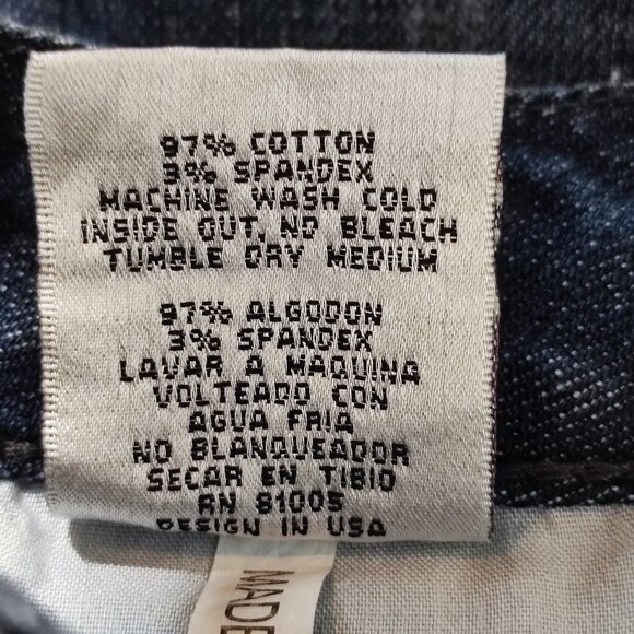 L.A.Idol flare jeans women's junior size 7 dark wash blue rhinestones decor - Picture 8 of 15